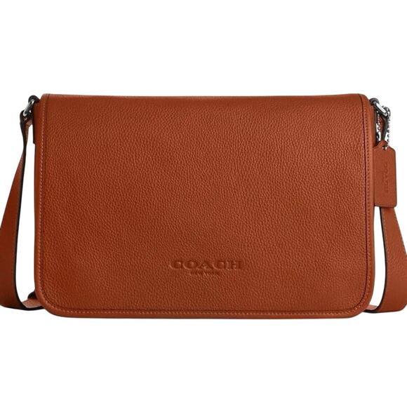 Coach Handbags - Coach Colby Messenger Pebbled Leather Amber Brown